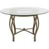 Flash Furniture Syracuse 42” Round Glass Dining Table with Matte Gold Metal Frame(Matte Gold)