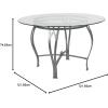Flash Furniture Syracuse 42” Round Glass Dining Table with Matte Gold Metal Frame(Silver)