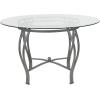 Flash Furniture Syracuse 42” Round Glass Dining Table with Matte Gold Metal Frame(Silver)