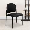 Flash Furniture Tania Comfort Vinyl Upholstered Stackable Side Reception Chair with Padded Seat, Modern Stackable Chair for Living Room/Office, Black(Black Vinyl)