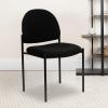 Flash Furniture Tania Comfort Vinyl Upholstered Stackable Side Reception Chair with Padded Seat, Modern Stackable Chair for Living Room/Office, Black(Black Fabric)