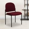 Flash Furniture Tania Comfort Vinyl Upholstered Stackable Side Reception Chair with Padded Seat, Modern Stackable Chair for Living Room/Office, Black(Burgundy Fabric)