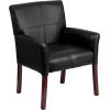 Flash Furniture Taylor LeatherSoft Upholstered Executive Side Reception Chair, Lobby Chair with Cushions and Padded Arms, Black(Black)