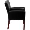 Flash Furniture Taylor LeatherSoft Upholstered Executive Side Reception Chair, Lobby Chair with Cushions and Padded Arms, Black(Black)