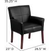 Flash Furniture Taylor LeatherSoft Upholstered Executive Side Reception Chair, Lobby Chair with Cushions and Padded Arms, Black(Black)