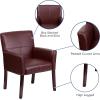 Flash Furniture Taylor LeatherSoft Upholstered Executive Side Reception Chair, Lobby Chair with Cushions and Padded Arms, Black(Burgundy)