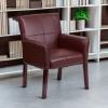 Flash Furniture Taylor LeatherSoft Upholstered Executive Side Reception Chair, Lobby Chair with Cushions and Padded Arms, Black(Burgundy)