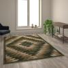 Flash Furniture Teagan Collection Southwestern Style Area Rug – Olefin Red Accent Rug – 2′ x 7′ – Jute Backing – Entryway, Living Room, Bedroom(Green)
