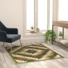 Flash Furniture Teagan Collection Southwestern Style Area Rug – Olefin Red Accent Rug – 2′ x 7′ – Jute Backing – Entryway, Living Room, Bedroom(Green)