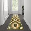 Flash Furniture Teagan Collection Southwestern Style Area Rug – Olefin Red Accent Rug – 2′ x 7′ – Jute Backing – Entryway, Living Room, Bedroom(Green)