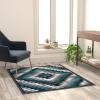 Flash Furniture Teagan Collection Southwestern Style Area Rug – Olefin Red Accent Rug – 2′ x 7′ – Jute Backing – Entryway, Living Room, Bedroom(Turquoise)