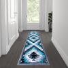 Flash Furniture Teagan Collection Southwestern Style Area Rug – Olefin Red Accent Rug – 2′ x 7′ – Jute Backing – Entryway, Living Room, Bedroom(Turquoise)