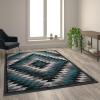Flash Furniture Teagan Collection Southwestern Style Area Rug – Olefin Red Accent Rug – 2′ x 7′ – Jute Backing – Entryway, Living Room, Bedroom(Turquoise)