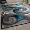 Flash Furniture Tellus Collection Ocean Wave Patterned Area Rug – Turquoise Olefin Fibers with Jute Backing – 8′ x 10′ – Entryway, Living Room, Bedroom(8′ x 10′ (Rectangular))
