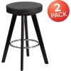 Flash Furniture Trenton Series 24” High Contemporary Cappuccino Wood Counter Height Stool with White Vinyl Seat (Pack of 2)(Black)