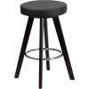 Flash Furniture Trenton Series 24” High Contemporary Cappuccino Wood Counter Height Stool with White Vinyl Seat (Pack of 2)(Black)