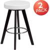 Flash Furniture Trenton Series 24” High Contemporary Cappuccino Wood Counter Height Stool with White Vinyl Seat (Pack of 2)(White)