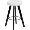Flash Furniture Trenton Series 24” High Contemporary Cappuccino Wood Counter Height Stool with White Vinyl Seat (Pack of 2)(White)