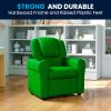 Flash Furniture Vana Vinyl Kids Recliner with Cup Holder, Headrest, and Safety Recline, Contemporary Reclining Chair for Kids, Supports up to 90 lbs., Beige(Green Vinyl)