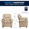 Flash Furniture Vana Vinyl Kids Recliner with Cup Holder, Headrest, and Safety Recline, Contemporary Reclining Chair for Kids, Supports up to 90 lbs., Beige(Beige Vinyl)