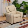Flash Furniture Vana Vinyl Kids Recliner with Cup Holder, Headrest, and Safety Recline, Contemporary Reclining Chair for Kids, Supports up to 90 lbs., Beige(Beige Vinyl)