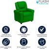Flash Furniture Vana Vinyl Kids Recliner with Cup Holder, Headrest, and Safety Recline, Contemporary Reclining Chair for Kids, Supports up to 90 lbs., Beige(Green Vinyl)