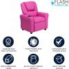 Flash Furniture Vana Vinyl Kids Recliner with Cup Holder, Headrest, and Safety Recline, Contemporary Reclining Chair for Kids, Supports up to 90 lbs., Beige(Hot Pink Vinyl)