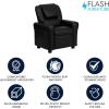 Flash Furniture Vana Vinyl Kids Recliner with Cup Holder, Headrest, and Safety Recline, Contemporary Reclining Chair for Kids, Supports up to 90 lbs., Beige(Black Leathersoft)