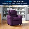 Flash Furniture Vana Vinyl Kids Recliner with Cup Holder, Headrest, and Safety Recline, Contemporary Reclining Chair for Kids, Supports up to 90 lbs., Beige(Purple Vinyl)