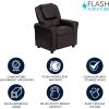 Flash Furniture Vana Vinyl Kids Recliner with Cup Holder, Headrest, and Safety Recline, Contemporary Reclining Chair for Kids, Supports up to 90 lbs., Beige(Brown Leathersoft)