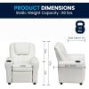 Flash Furniture Vana Vinyl Kids Recliner with Cup Holder, Headrest, and Safety Recline, Contemporary Reclining Chair for Kids, Supports up to 90 lbs., Beige(White Vinyl)