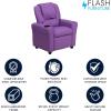 Flash Furniture Vana Vinyl Kids Recliner with Cup Holder, Headrest, and Safety Recline, Contemporary Reclining Chair for Kids, Supports up to 90 lbs., Beige(Lavender Vinyl)
