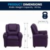 Flash Furniture Vana Vinyl Kids Recliner with Cup Holder, Headrest, and Safety Recline, Contemporary Reclining Chair for Kids, Supports up to 90 lbs., Beige(Purple Vinyl)