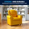 Flash Furniture Vana Vinyl Kids Recliner with Cup Holder, Headrest, and Safety Recline, Contemporary Reclining Chair for Kids, Supports up to 90 lbs., Beige(Yellow Vinyl)