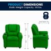 Flash Furniture Vana Vinyl Kids Recliner with Cup Holder, Headrest, and Safety Recline, Contemporary Reclining Chair for Kids, Supports up to 90 lbs., Beige(Green Vinyl)