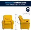 Flash Furniture Vana Vinyl Kids Recliner with Cup Holder, Headrest, and Safety Recline, Contemporary Reclining Chair for Kids, Supports up to 90 lbs., Beige(Yellow Vinyl)