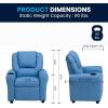 Flash Furniture Vana Vinyl Kids Recliner with Cup Holder, Headrest, and Safety Recline, Contemporary Reclining Chair for Kids, Supports up to 90 lbs., Beige(Light Blue Vinyl)