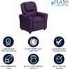 Flash Furniture Vana Vinyl Kids Recliner with Cup Holder, Headrest, and Safety Recline, Contemporary Reclining Chair for Kids, Supports up to 90 lbs., Beige(Purple Vinyl)
