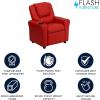 Flash Furniture Vana Vinyl Kids Recliner with Cup Holder, Headrest, and Safety Recline, Contemporary Reclining Chair for Kids, Supports up to 90 lbs., Beige(Red Vinyl)