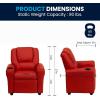 Flash Furniture Vana Vinyl Kids Recliner with Cup Holder, Headrest, and Safety Recline, Contemporary Reclining Chair for Kids, Supports up to 90 lbs., Beige(Red Vinyl)