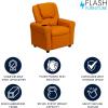 Flash Furniture Vana Vinyl Kids Recliner with Cup Holder, Headrest, and Safety Recline, Contemporary Reclining Chair for Kids, Supports up to 90 lbs., Beige(Orange Vinyl)