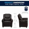 Flash Furniture Vana Vinyl Kids Recliner with Cup Holder, Headrest, and Safety Recline, Contemporary Reclining Chair for Kids, Supports up to 90 lbs., Beige(Brown Leathersoft)