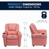 Flash Furniture Vana Vinyl Kids Recliner with Cup Holder, Headrest, and Safety Recline, Contemporary Reclining Chair for Kids, Supports up to 90 lbs., Beige(Pink Vinyl)
