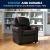 Flash Furniture Vana Vinyl Kids Recliner with Cup Holder, Headrest, and Safety Recline, Contemporary Reclining Chair for Kids, Supports up to 90 lbs., Beige(Brown Leathersoft)