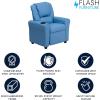 Flash Furniture Vana Vinyl Kids Recliner with Cup Holder, Headrest, and Safety Recline, Contemporary Reclining Chair for Kids, Supports up to 90 lbs., Beige(Light Blue Vinyl)