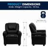 Flash Furniture Vana Vinyl Kids Recliner with Cup Holder, Headrest, and Safety Recline, Contemporary Reclining Chair for Kids, Supports up to 90 lbs., Beige(Black Leathersoft)