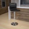 Flash Furniture Vincent Modern Adjustable Height Barstool with Footrest and Padded Mid-Back, Upholstered Vinyl Bar/Counter Height Stool, White/Chrome(Black)