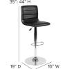 Flash Furniture Vincent Modern Adjustable Height Barstool with Footrest and Padded Mid-Back, Upholstered Vinyl Bar/Counter Height Stool, White/Chrome(Black)