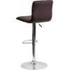 Flash Furniture Vincent Modern Adjustable Height Barstool with Footrest and Padded Mid-Back, Upholstered Vinyl Bar/Counter Height Stool, White/Chrome(Brown)