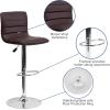 Flash Furniture Vincent Modern Adjustable Height Barstool with Footrest and Padded Mid-Back, Upholstered Vinyl Bar/Counter Height Stool, White/Chrome(Brown)